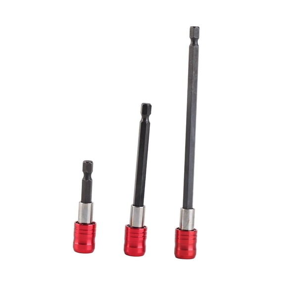 1/4 Inch Hex Shank Magnetic Screwdriver Drill Bit Extension Holder Quick Release Bar Tool Set, Includes 60mm 100mm 150mm Lengths, Premium Stainless Steel Construction, 3 Pieces Red