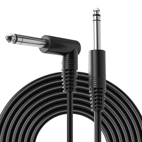 1/4 Inch Male Jack Stereo Audio Cord,6.35 Balanced Line Lead for Electric Guitar,Bass,Keyboard,Mixer,Amplifier/AMP,Speaker GC-BS2S (Right Angle-to-Straight,10Feet(2Pack))
