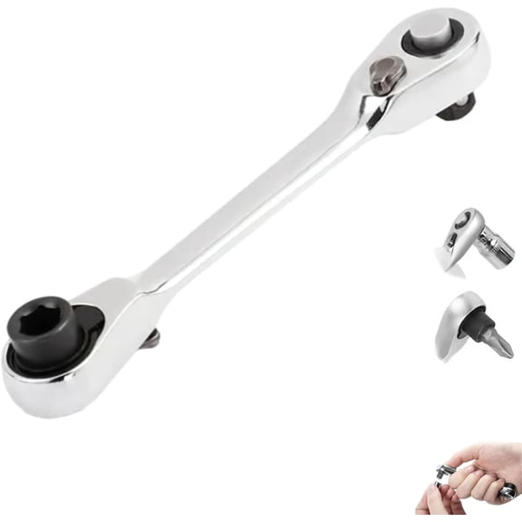 1/4 Inch Mini Double Headed Ratchet Wrench Silver 72-Tooth 5 Quick Release Drive Socket Tool, 2-in-1 Double Headed Design, For Tight Engine Bays Electronics Bikes And Other Hard to Reach Spots (1)