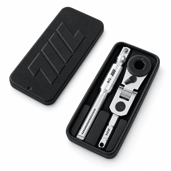 1/4 Inch Mini Flex Head Ratchet Wrench with T-Handle and Keyring Hole for EDC