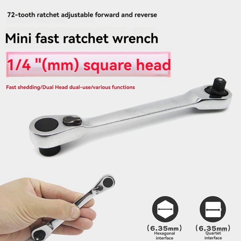 1/4 Inch Mini Ratchet Wrench - 72-Tooth Double Head Socket & Bit Set