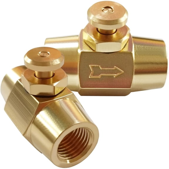1/4 Inch NPT Brass Push Button Check Valve, 1/4" NPT Female Thread Normally Closed Type, Air One-Way Control Switch Shut-Off Valve (Pack of 2)