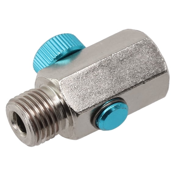 1/4 Inch NPT Inline Air Pressure Regulator Valve Solid Alloy Steel for Compressed Air Tools Lightweight Sealed Control Silver Blue