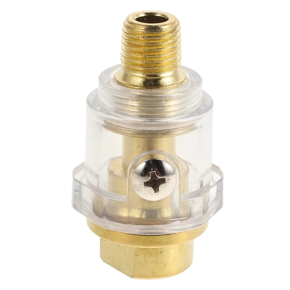 1/4 Inch NPT Mini In-Line Oiler for Pneumatic Air Tools, Automatic Lubricator for Impact Wrenches and Air Grinders, Heavy Duty Brass Air Tool Oiler Accessories, Gold