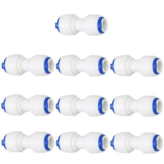 1/4 Inch OD Straight Quick Connect Water Purifier Tube Fittings Connector for RO Reverse Osmosis System 10pcs