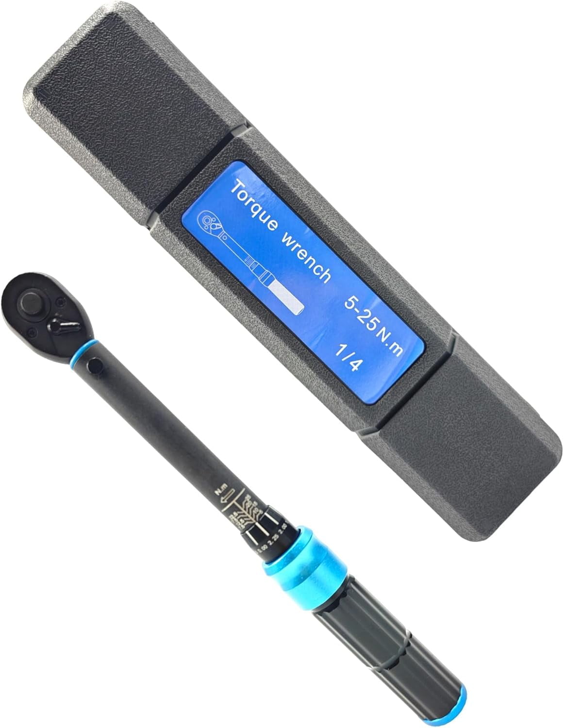 1/4 Inch Pound Torque Wrench, 5-25 N·m/44.3-221.3 in·lb, 72-Tooth Click Type, Dual-Direction Adjustable, 1/4-Inch Drive Newton Meter Wrench for Bicycle, Motorcycle, Electronics & Car Repair