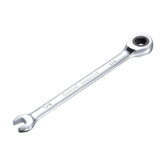 Unique Bargains 1/4 inch Ratcheting Combination Wrench SAE 72 Teeth 12 Point Ratchet Box Ended Spanner Tools, Cr-V