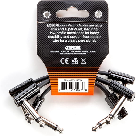 , 1/4-Inch Right Angle MXR Ribbon Patch Cable 3 in|7.6 cm-3 Pack (3PDCPR03)