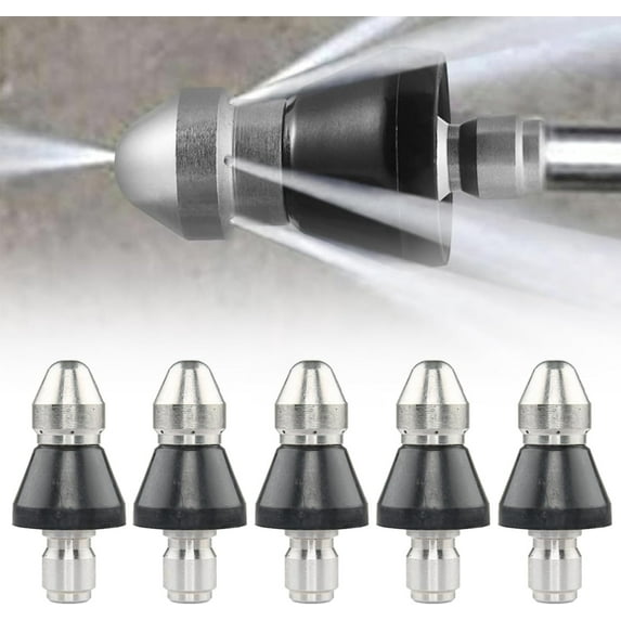 1/4 Inch Sewer Jetter Nozzle Kit - High-Pressure Cleaning Sprayer with 0° & 30° Nozzles for Pipe Unclogging, Stainless Steel Construction, Includes Multiple Nozzles