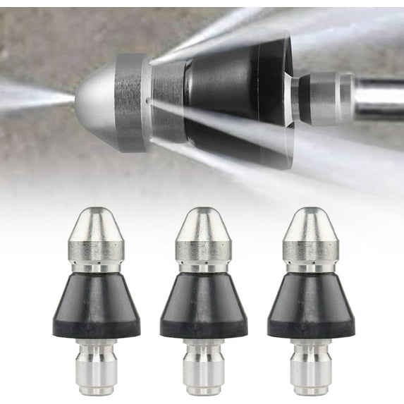 1/4 Inch Sewer Jetter Nozzle Kit | High-Pressure Cleaning Sprayer Pipe | 0° Front & 30° Rear Jets | Stainless Steel Unclog Tool