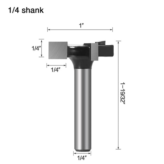 1/4 Inch Shank Carbide-Tipped Surfacing Router Bit for CNC Spoilboard Trimming  1 in Diameter  1/4 in Cut Length, Industrial Woodworking Tool