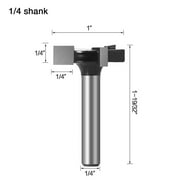 1/4 Inch Shank Carbide-Tipped Surfacing Router Bit for CNC Spoilboard Trimming 1 in Diameter 1/4 in Cut Length, Industrial Woodworking Tool