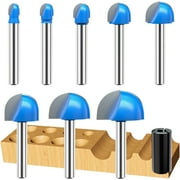 Helovmine 1/4 Inch Shank Round Nose Cove Core Box Router Bit Set Solid Carbide Double Flute Round Nose Router Bit 1/4" 5/16" 3/8" 1/2" 5/8" 3/4" 7/8" 1" Cutting Diameter Woodworking CNC Tools