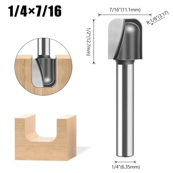1/4 Inch Shank Router Bit For Woodworking, Carbide Round Nose Groove Head Milling Cutter For Wood, Mdf, Laminate And Acrylic Cutting Carving Tools 1