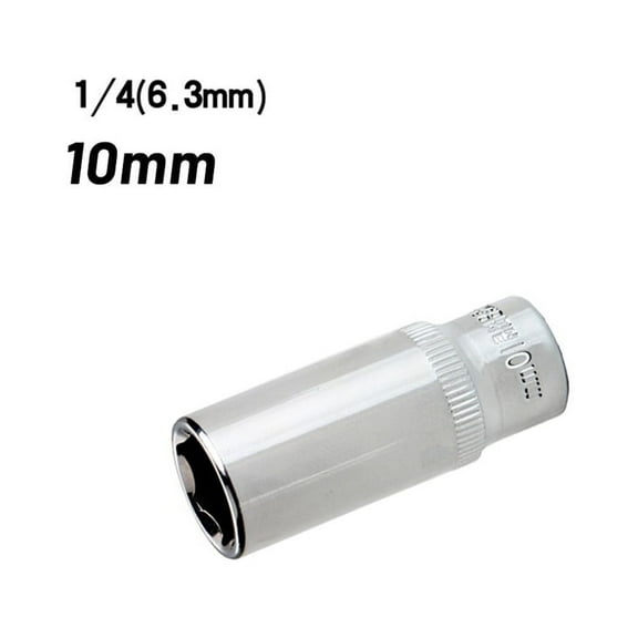 1/4 Inch Socket Set Adapter Square 6 Point Drive 10Mm Deep Socket Repair Tools Attachment Torque Spanner Ratchet Socket Wrench Fangkenuo