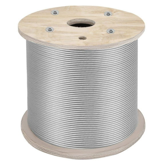 1/4 Inch Stainless Steel Cable 7x19, 200ft Steel Wire Rope for Railing, Decking, Balustrade, DIY Projects, 6400lbs Load Capacity