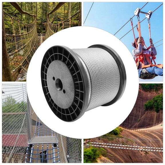 1/4 Inch Stainless Steel Cable 7x19 Wire Rope 200 Feet 304 Marine Grade Corrosion Resistant High Strength Flexible Steel Wire for Industrial Outdoor Use