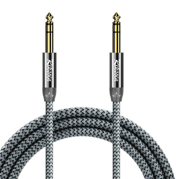 1/4 Inch TRS Instrument Cable,Straight 6.35mm Male Jack Stereo Audio Interconnect Cord,6.35 mm Balanced Line for Guitar,Bass,Keyboard,Mixer,Amplifier,Amp,Speaker-4FT
