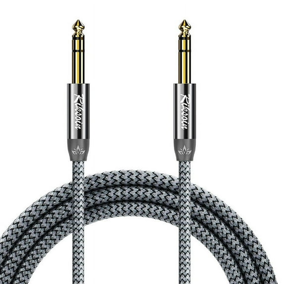 1/4 Inch TRS Instrument Cable,Straight 6.35mm Male Jack Stereo Audio Interconnect Cord,6.35 mm Balanced Line for Guitar,Bass,Keyboard,Mixer,Amplifier,Amp,Speaker-2FT