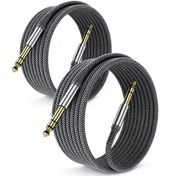 1/4 Inch TRS Instrument Guitar Cable 10ft 2Pack,Straight 6.35mm Guitar Bass AMP Cord,Quarter Inch 6.3mm Male Jack Stereo Audio Balanced Line for Electric Guitar,Bass,Keyboard,Amplifier,Speaker
