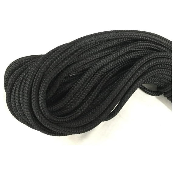 1/4 Inch by 100 Feet Black Double Braid Polyester Rope