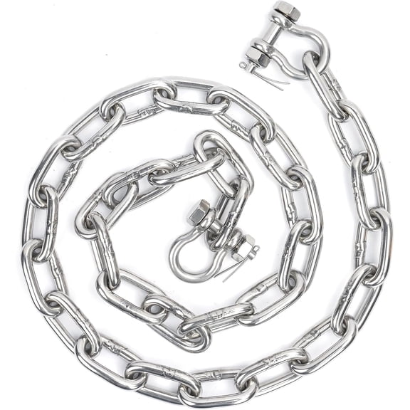1/4 Inch or 5/16 Inch Marine Grade 316 Stainless Steel Boat Anchor Chain Kit with 2 Anti-Off Double Shackle Link Ends