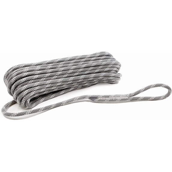 Heavy Duty Polyester Double Braided Rope, 1/4" x 65 Ft (6 mm x 20 m), Gray, Arborist Rigging, Tree Work, Halyard, Sailing, High Strength Support for Camping, Hiking & Utility Use