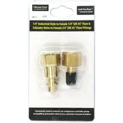 1/4" Industrial Style & Schrader Valve to 1/4" SAE 45-degree Flare Fittings | Adapters to Winterize Blow Out Backflow Preventer and Pressure Vacuum Breaker PVB for Sprinkler System, Lead-Free Brass