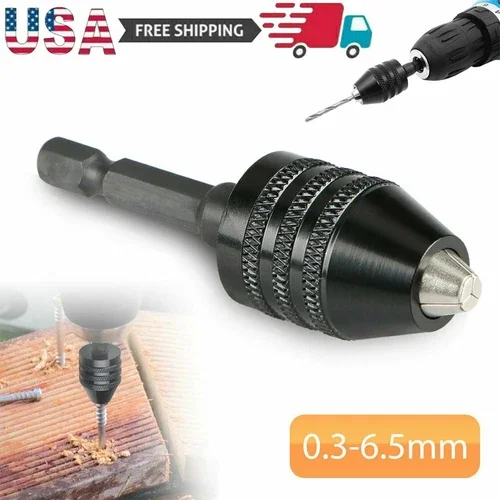 1/4" Keyless Chuck Converter Hex Shank Adapter Drill Bit Quick Change Driver New