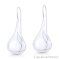 thumbnail image 1 of 1.4" Long Polished Hollow Tear-Drop Hook Earrings in .925 Sterling Silver, 1 of 1