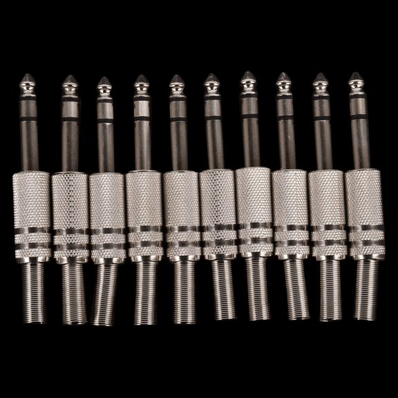 1/4" Male Stereo Audio Cable Jack Connector Plug 10 Pack For TRS Audio