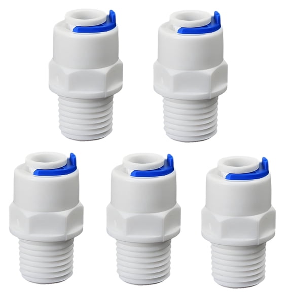 1/4" Male Thread Straight to 1/4" OD PE Hose Push-In Quick Connect Fitting for RO Water Filter and Beverage Dispenser System, 5 PCS