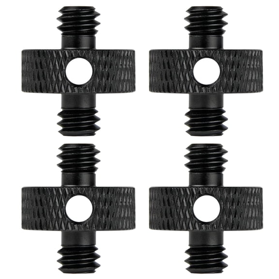 1/4 Male to 1/4 Male Tripod Threaded Screw Adapter with Hole Camera Mount Screw for Camera Tripod Mic Stand 4 Pcs (Black)