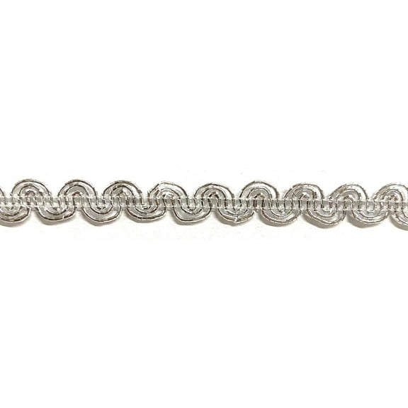 1/4" Metallic Scroll Braid Gimp Trimming -12 Yards! - Color: Silver
