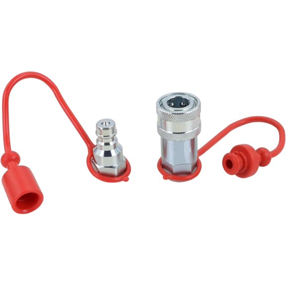 1/4" NPT Ag Hydraulic Quick Connect Coupler, ISO 5675 Poppet Pioneer Style Tractor Couplers with Dust Caps, Interchangeable with Parker 4000 Series | Eaton/Aeroquip FD42