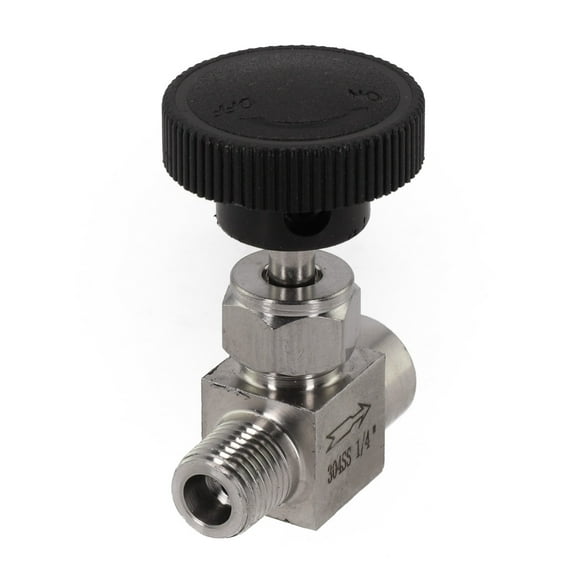 1/4" NPT Female to Male Needle Valve 304 Stainless Steel Flow Control for Water Gas Oil,Black Silver