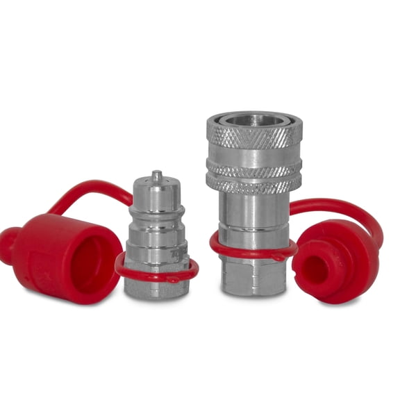 1/4" NPT Female Thread Ag Quick Connect Hydraulic ISO 5675 - Poppet Style Coupler (TL114) | 1/4" Body Size | Poppet Valve | ISO 5675 | Dust Caps Included | Tractor