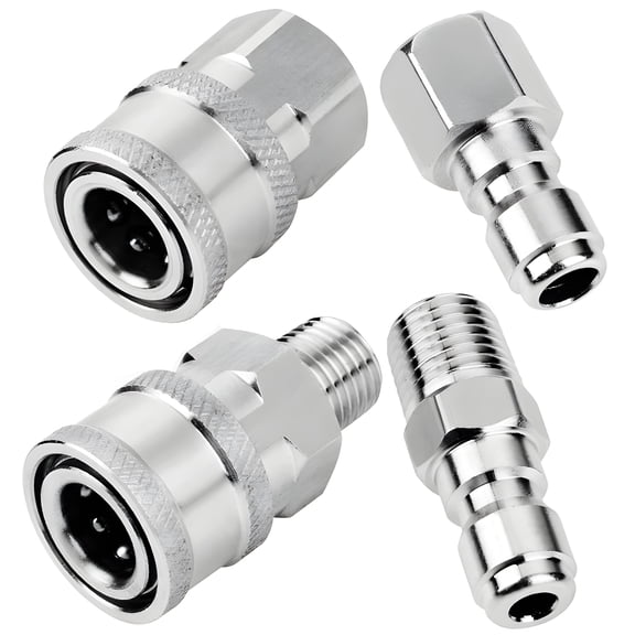 1/4 NPT Male And Female Quick Connectors, Stainless Steel Water Gun Fitting Kit, High Pressure Coupler Set For Pressure Washer And Air Tools