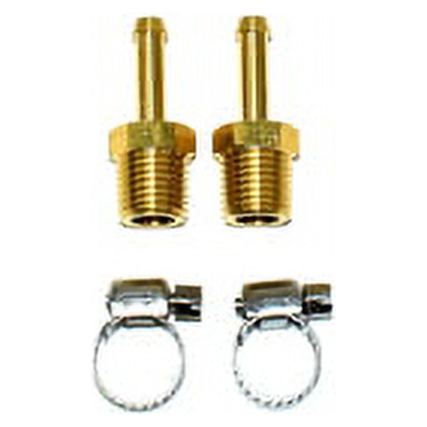 1/4" NPT (National Pipe Thread) to 1/4" hose with 2 hose clamps