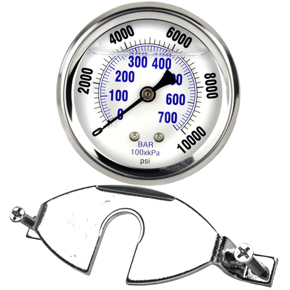 1/4" NPT Pressure Gauge Mounting Bracket with 2.5" Liquid Gauge 10,000 PSI Max 202L-254U