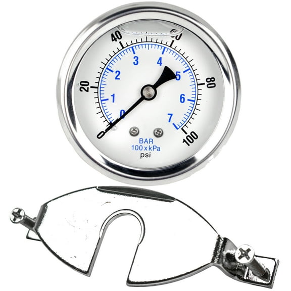 1/4" NPT Pressure Gauge Mounting Bracket with 2.5" Liquid Gauge 100 PSI Max 202L-254E