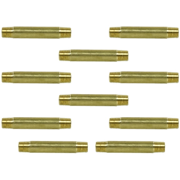 1/4" NPT X 3" Long Yellow Brass Nipple Extension 1200 PSI Max 117C3 10-Pack