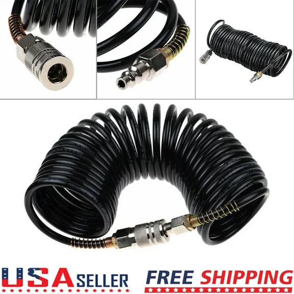 1/4 Npt 25Ft Air Compressor Recoil Hose Line Spring Tube Coil Tools Kit 200Psi