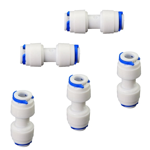 1/4" OD PE Hose Push-In Quick Connect Fitting, Plastic Pipe Connector for RODI Reverse Osmosis Water Filtration System, 5 PCS