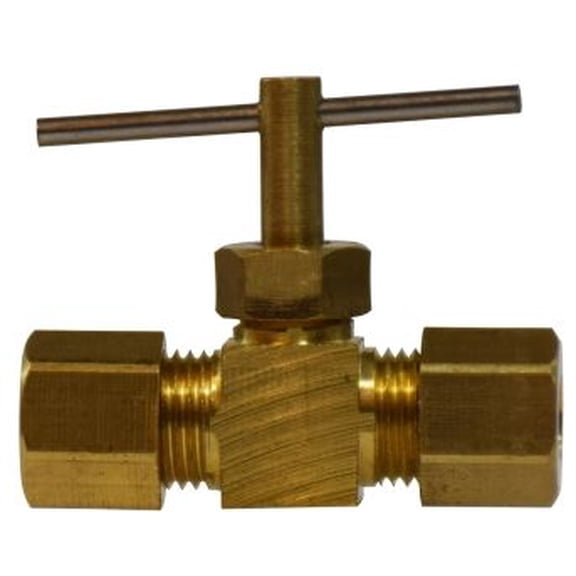 1/4 ODxOD Ndl Valve W/26003, Captive Sleeve Compression, Brass Fittings
