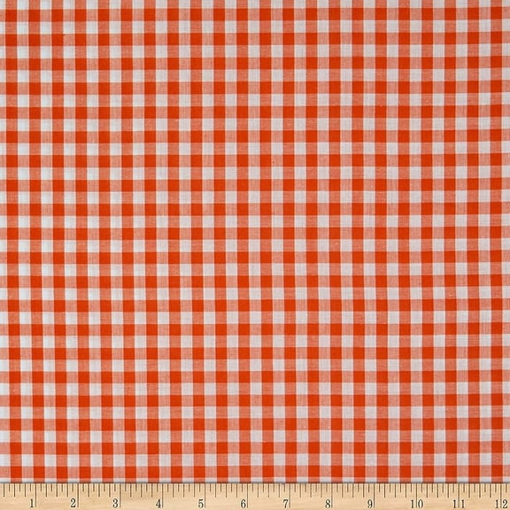 1/4" Orange Gingham Check Squares Plaid Rich CheckT Gingham 60" Wide Polyester/Cotton Yarn Dyed Fabric by the Yard (GC-1409-ORANGE)