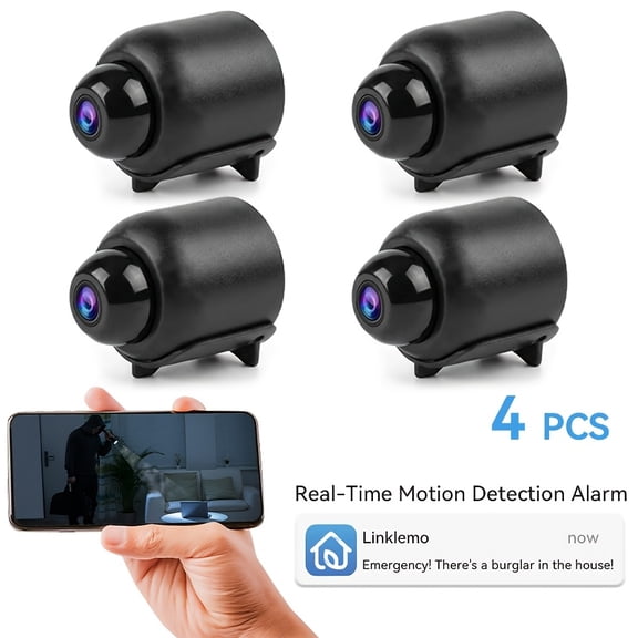 1/4 Packs X5 Night Vision Wireless Security - 2.4GHz/5GHz WiFi Smart Surveillance 1296P , HD 360° Rotation, Black | Ideal for Home & Office Monitoring | Modern Design with Durable Build
