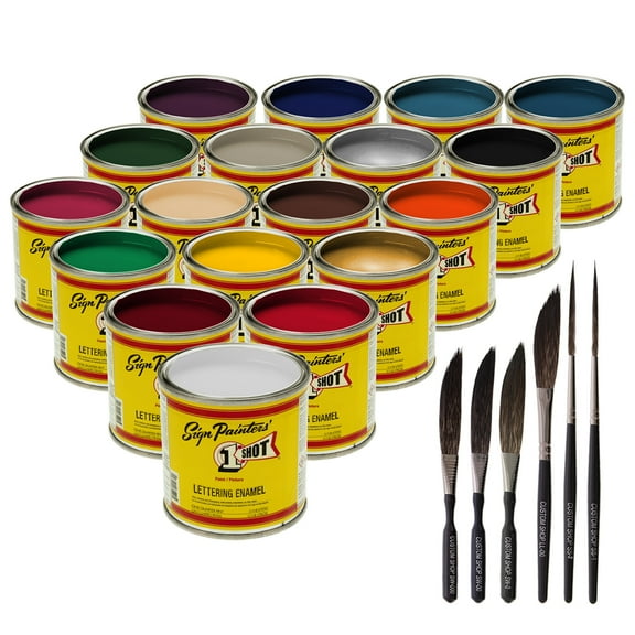 1/4 Pint 1 Shot BASIC Enamel Kit 18 COLOR SET Pinstriping Lettering Graphic