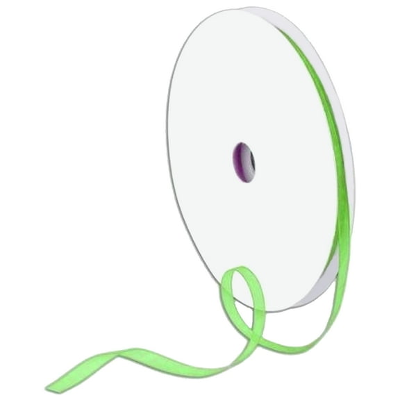 1/4" Plain Sheer Organza Nylon Ribbon 25 Yards - Apple Green