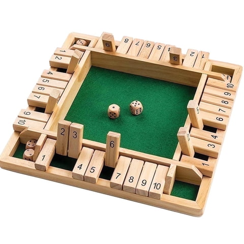 Keyohome 1-4 Players Shut The Box Game,10 Numbers Traditional Wooden Pub Bar Board Family Game for Kids and Adults Amusing Game for Learning Addition,8.6"